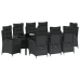 Conjunto de Comedor de Jardín de 9 Piezas  Negro Poliratán