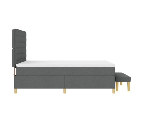 Cama con Base con Colchón y Banco Gris Oscuro 140x200 cm Tela