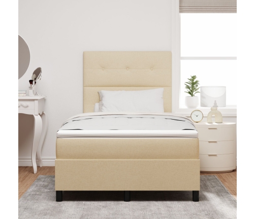 Cama de Box Spring  con Colchón Crema 120x200 cm Tela