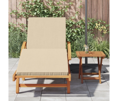 Tumbona plegable  con ruedas y cojín beige de madera maciza de acacia