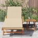 Tumbona plegable  con ruedas y cojín beige de madera maciza de acacia