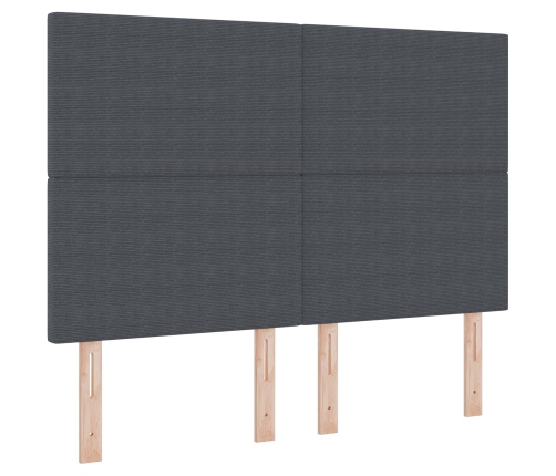 Base de Resortes con Colchón Gris Oscuro 160x200 cm Tela de Terciopelo