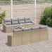 Set de Sofá de Jardín de 9 Piezas con Cojines Beige Ratan Sintético