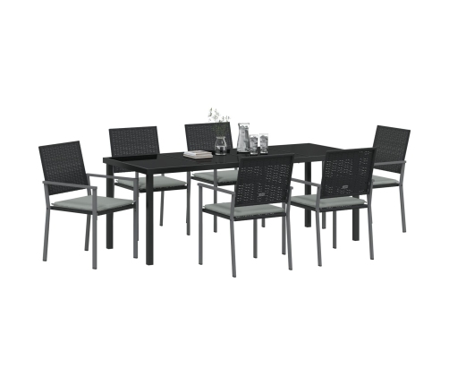 Set de 4 Negro Polirratán, acero recubierto en polvo