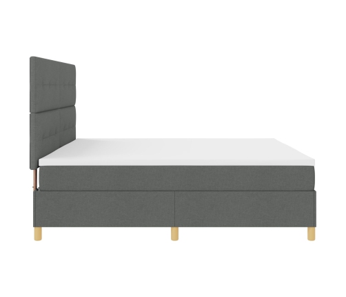 Cama con Box Spring y Colchón Gris Oscuro 200x200 cm Tela
