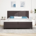 Cama con muelles  con colchón y luces LED Marrón oscuro 200x200 cm Tela