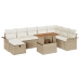 Conjunto de 9 Piezas de Sofás de Jardín con Cojines Beige Poliratán