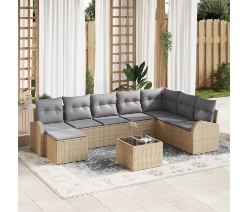 Juego de sofá de jardín  Set de 9 Beige Rattan