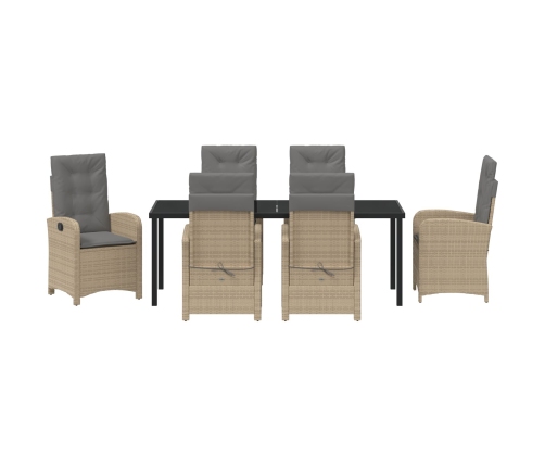 Juego de comedor de jardín  de 7 piezas con cojines - Poliratán beige