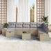 Conjunto de Sofá de Jardín de 9 Piezas con Cojines Beige Ratán Sintético