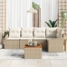 Set de sofá de jardín  de 6 piezas con cojines Beige Ratán PE Acacia
