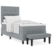 Cama con somier  con colchón y banco gris claro 100x200 cm tela