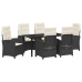 Set de comedor de jardín  7 piezas con cojines - Ratán negro