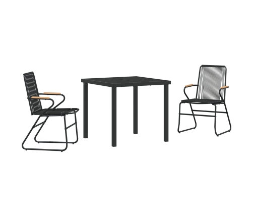 Conjunto de Comedor de Jardín  de 3 Piezas Negro Rattan de PVC