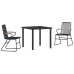 Conjunto de Comedor de Jardín  de 3 Piezas Negro Rattan de PVC