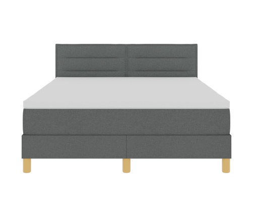 Cama Box Spring  con colchón gris oscuro 160x200 cm tela