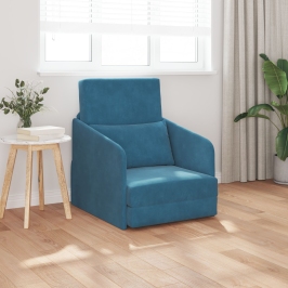 Sofá Cama de Piso  2-en-1 Azul 65x80x83 cm Terciopelo