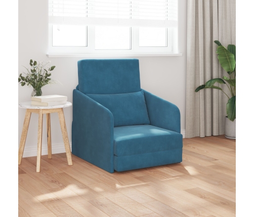 Sofá Cama de Piso  2-en-1 Azul 65x80x83 cm Terciopelo