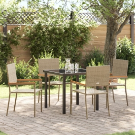 Conjunto de Comedor de Jardín  5 Piezas Beige Poliratán