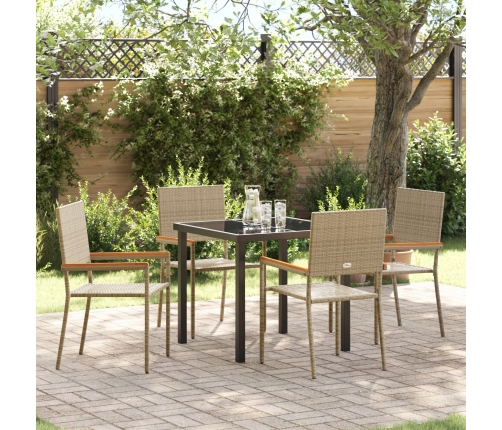 Conjunto de Comedor de Jardín  5 Piezas Beige Poliratán
