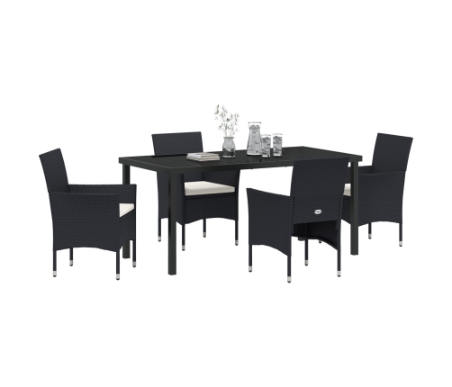 Conjunto de Comedor de Jardín de 5 Piezas Negro Poliratán