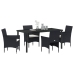 Conjunto de Comedor de Jardín de 5 Piezas Negro Poliratán