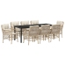 Conjunto de Comedor de Jardín  de 9 Piezas con Cojines Beige Poliratán