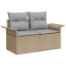 Conjunto de Comedor de Jardín de 11 Piezas con Cojines Beige Poli Ratán Acacia