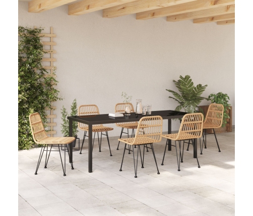 Set de Comedor de Jardín  de 7 Piezas Marrón Poliratán