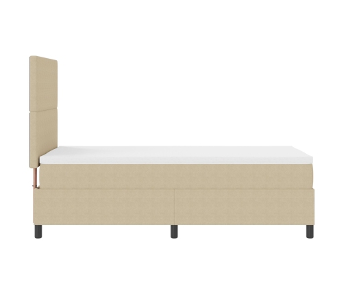 Cama con Box Spring  con Colchón Verde Claro Gris 100x200 cm Tela de Pana