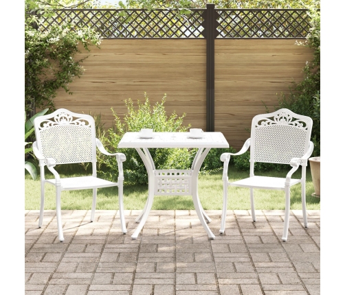 Conjunto de Bistro de Jardín de 3 Piezas  Blanco de Aluminio Fondido