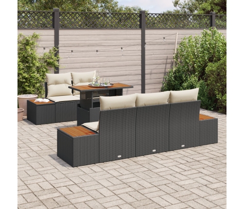 Conjunto de Sofá de Jardín  6 Piezas Negro, Marrón