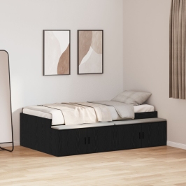 Estructura de Cama con Almacenamiento  Roble Negro 90x190 cm