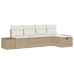 Conjunto de Sofá de 5 Piezas  con Almohadas Beige Poliratán
