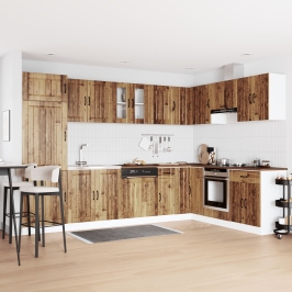 Gabinete de Cocina  'Lucca' con Doble Fregadero - Madera Vieja, Madera Elaborada
