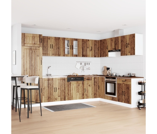 Gabinete de Cocina  'Lucca' con Doble Fregadero - Madera Vieja, Madera Elaborada