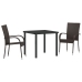 Juego de Comedor de Jardín de 3 Piezas Marrón Poliratán