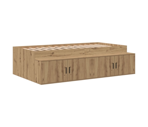 Cama de Almacenamiento Roble Artesanal Madera Elaborada 90 x 200 cm