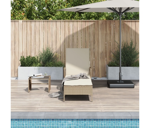 Tumbona Beige y blanco crema Ratán PE 157 x 55 x 92 cm Plegable