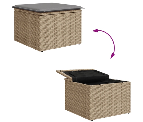 Conjunto de Sofá de Jardín de 9 Piezas con Cojines Beige Poliratán Acacia