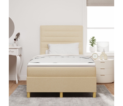 Cama con Base de Resortes y Colchón Crema 120x200 cm Tela