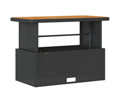 Conjunto de Comedor de Jardín de 4 Piezas con Cojines Negro de Poliratán y Acacia