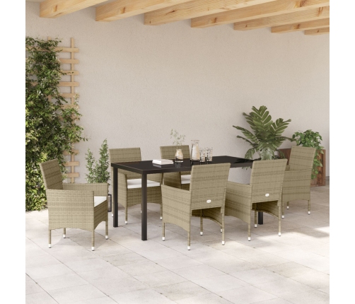 Set de Comedor Jardín 7 Piezas Beige Poliratán