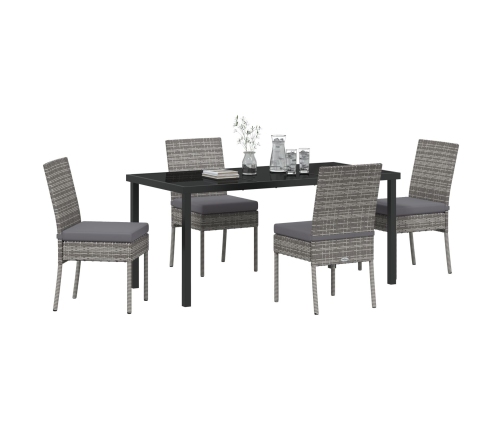 Set de Comedor de Jardín de 5 Piezas  Gris Poliratán