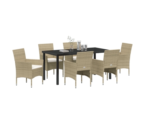 Set de Comedor Jardín 7 Piezas Beige Poliratán