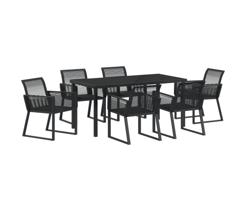 Set de Comedor de Jardín de 7 Piezas  Negro Poliratán