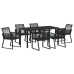 Set de Comedor de Jardín de 7 Piezas  Negro Poliratán