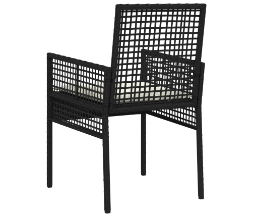 Sillas de Jardín  2 pcs con Cojines Negro Poliratán