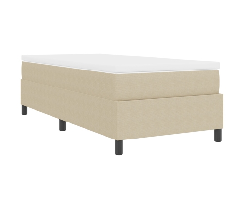 Cama con Somier  con Colchón Beige, Blanco Tejido de Pana