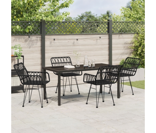 Conjunto de Comedor de Jardín de 5 Piezas  Negro Polirratán